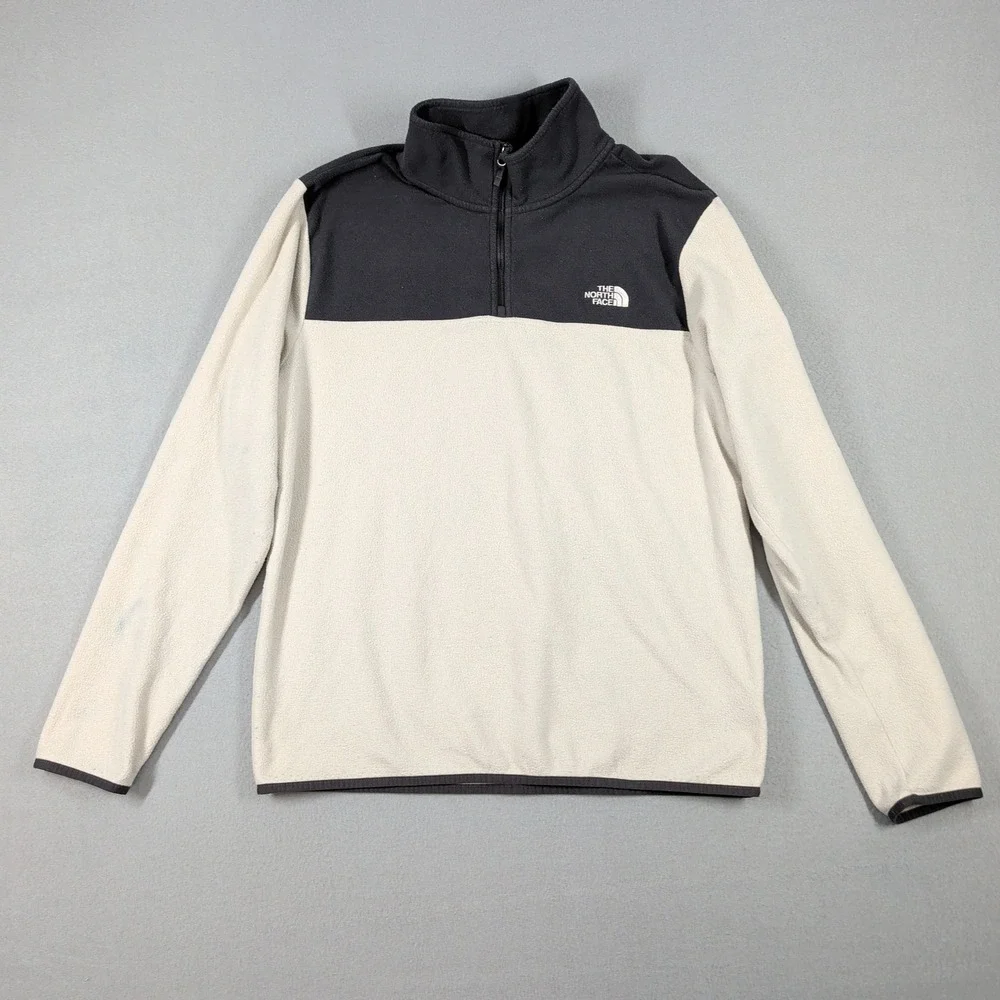 The North Face Mens Quarter‎ Zip Fleece Pullover Cream Black Large Sweatshirt